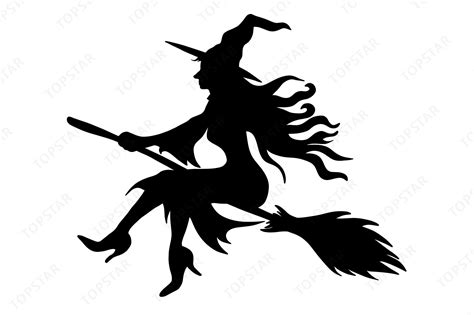 Halloween Witch Silhouette Riding Broom Graphic By Topstar · Creative