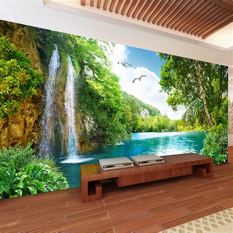 Custom 3d Wall Mural Wallpaper Home Decor Green Mountain