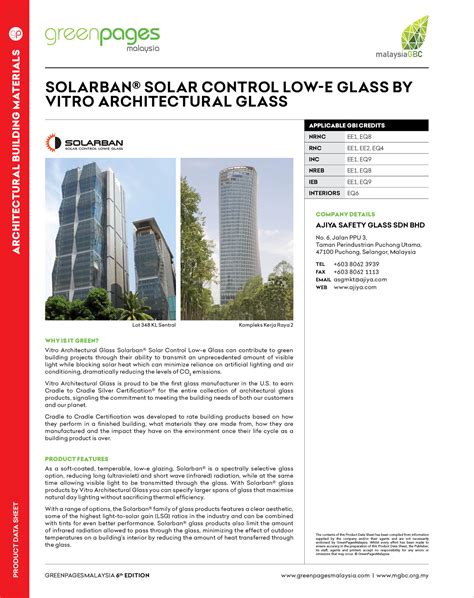 Solarban® Solar Control Low E Glass By Vitro Architectural Glass Greenpagesmalaysia