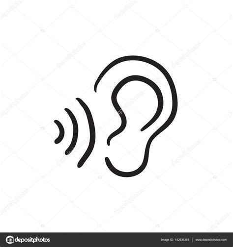 Ear And Sound Waves Sketch Icon — Stock Vector © Visualgeneration