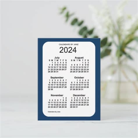 2024 Police Box Blue 6 Month Mini Calendar By Janz Postcard Zazzle