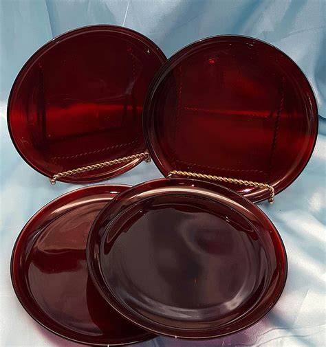 Sold Price 8 Vintage Anchor Hocking Royal Ruby Red Glass Dinner