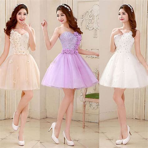 Korean Women Short Lace Prom Ball Party Bridesmaid Evening Formal Gown Dress Unbranded