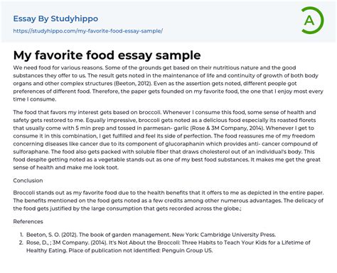 My Favorite Food Essay Sample StudyHippo Com