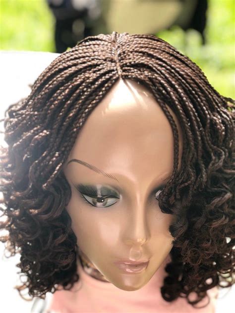 Braided Curly Wig Customize Your Wig Chose Your Colorthe Etsy