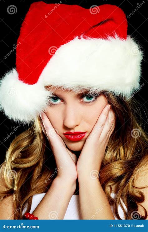Upset Woman Dressed As Santa Stock Photo Image Of Grimace Angry