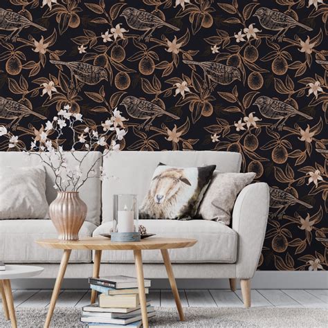 Moody Floral Wallpaper Dark Garden Peel And Stick The Wallberry