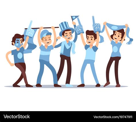 Cheering Sports Fans Cartoon People Royalty Free Vector