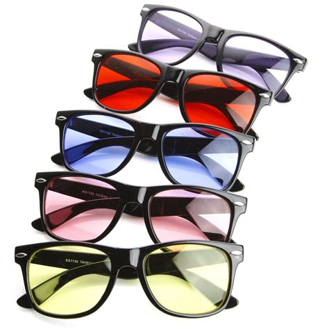 Color Tinted Lens Wayfarer Sunglasses 5 Pack Zerouv