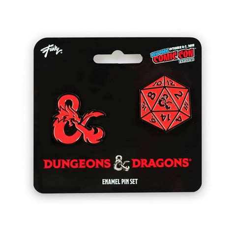 Dungeons And Dragons D20 Die And Ampersand Exclusive Enamel Pin Set