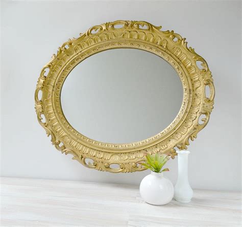 Vintage Gold Oval Mirror Ornate Gold Mirror Ornate Wall Etsy Oval