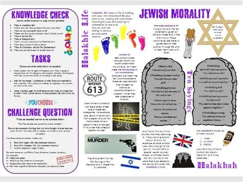 Judaism Jewish Morality Task Mat Teaching Resources