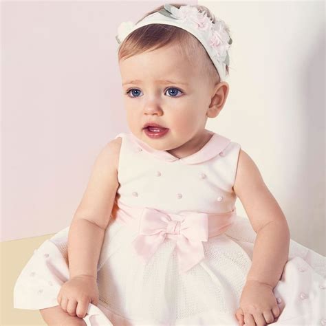 Monnalisa Chic Baby Girls Pink And Ivory Dress Childrensalon Kids