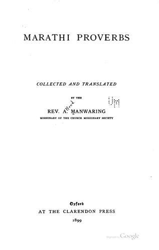 Marathi Proverbs By Alfred Manwaring Open Library