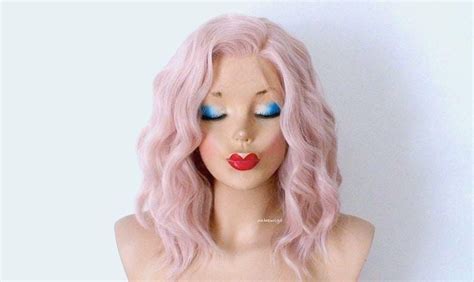 Lace Front Lace Part Wig Antique Pink Wig 16 Wavy Etsy Pink Wig