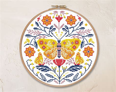 Vintage Cross Stitch Pattern Pdf Needlepoint Flower Floral Etsy