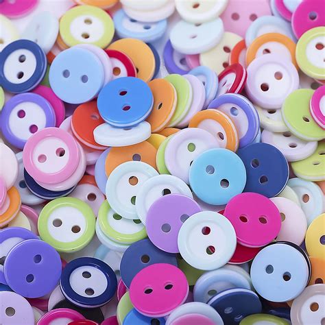 New 2 Holes 100pcs Round Colorful Button 11 X 11 Mm Plastic Buttons For