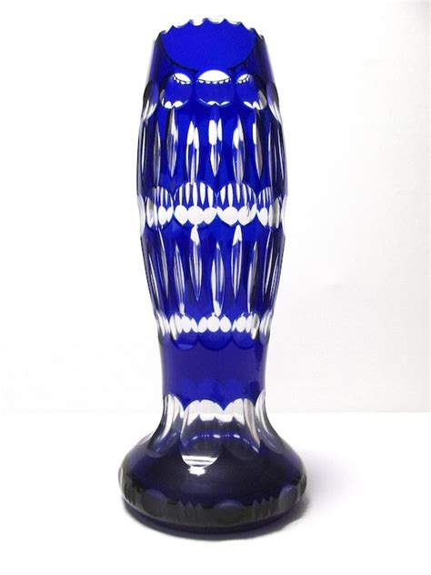 Bohemian Blue Cut Glass Vase Glass Designs