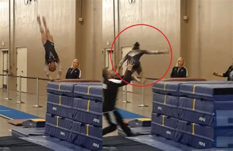 VIDEO VIRAL Entrenador salva de aparatosa caída a joven gimnasta