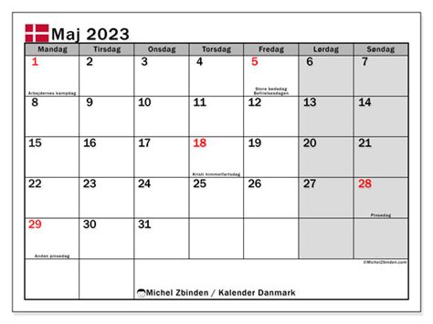 Kalender Maj 2023 Til Print “danmark” Michel Zbinden Da