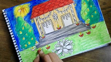 Drawing from live models to record the movements, gestures, rhythms, and essential physical capabilities of human or animal bodies as aesthetically pleasing art forms. How to draw diwali scene for kids- Very easy - YouTube