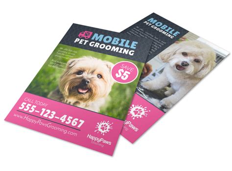 Work with our talented designers to develop gift cards with your own logo, photo, and customized text. Mobile Pet Grooming Flyer Template | MyCreativeShop