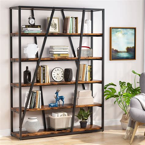 buy tribesigns 6 tier bookshelf industrial bookcase with storage rack 6 shelf bookcase open