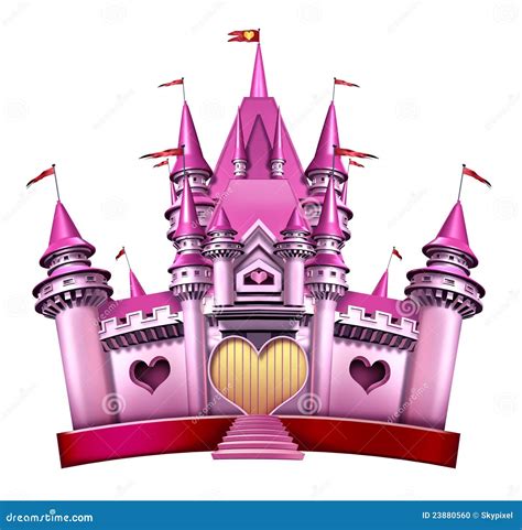 Castle Of Princess Fantasy Flying Palace In Pink Magic Clouds