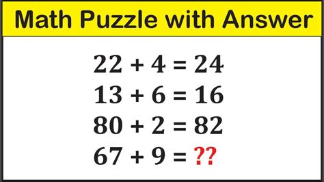 Math Puzzle How To Solve Math Puzzle Puzzle Solve Trick Math Logic Tricks Mathematics