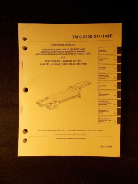 Tm 9 2330 211 14andp M172a1 Lowbed 25 Ton 4 Wheel Semitrailer Technical