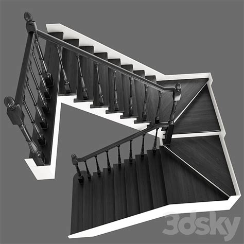 Two Staircase Ladder With Staggered Steps 2 Version Staircase 3d Model