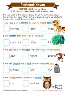 Abstract Nouns Worksheet: Free Printable PDF for Kids in 2021