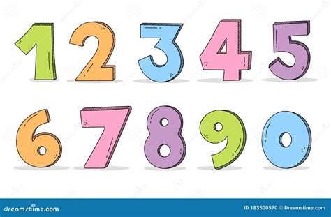 Cute Numbers With Baby Giraffe Cartoon Illustrations Set