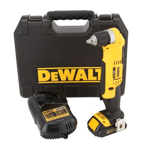 Dewalt 20 Volt Max Lithium Ion Cordless Compact Right Angle Drill Kit