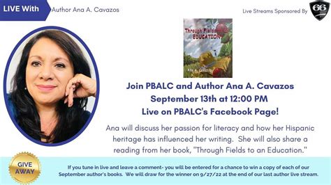 Author Series Live Stream With Ana A Cavazos Pbalc Events