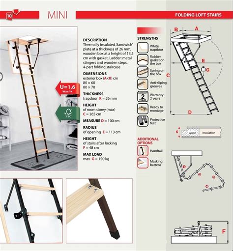 4 Section Wood Timber Metal Folding Loft Ladder Hatch 70cm X 80cm Attic Stairs Ebay