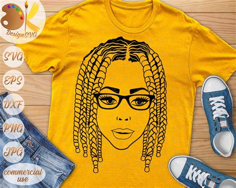 Black Girl With Glasses Svg Afro Woman Svg Afro Braids Svg Black Woman Silhouette Svg Cricut