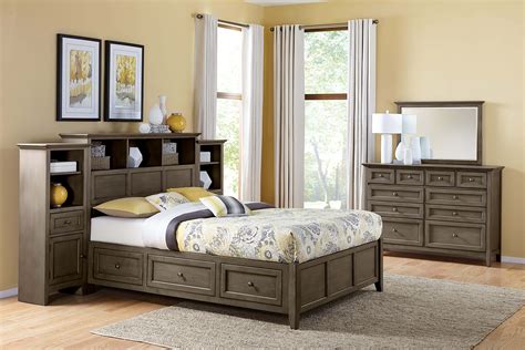 Lifestyle Belcourt Stone Grey King Bookcase And Storage Bed With Two
