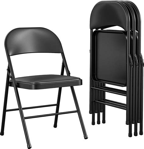 Cosco Vinyl Folding Chair 4 Pack Black Home And Kitchen