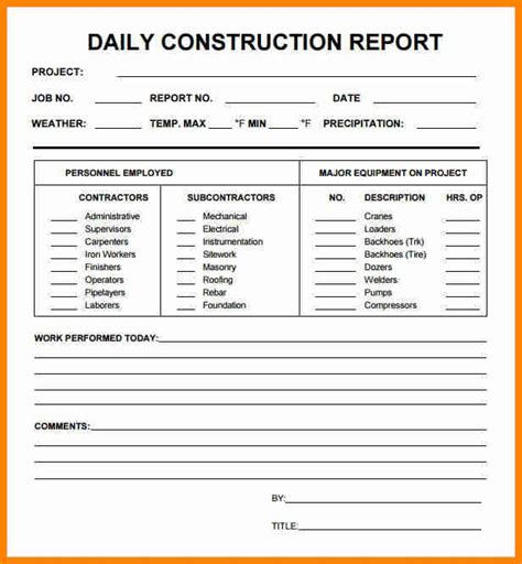 Construction Daily Progress Report Template 2 Professional
