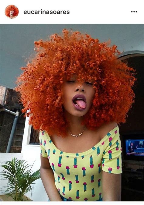 Orange Dye Curly Afro Natural Hair Afro Textured Hair Natural Hair