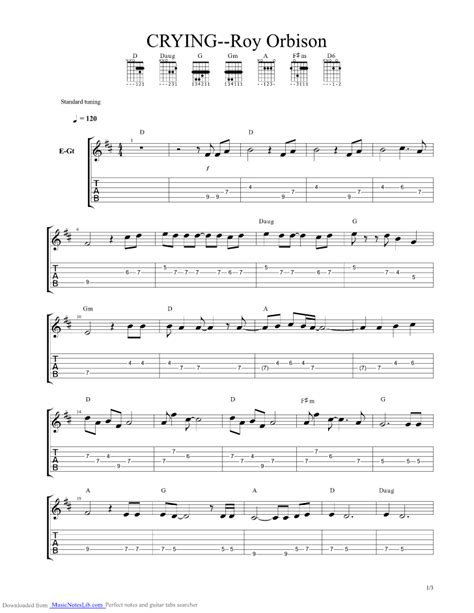 Crying Guitar Pro Tab By Roy Orbison