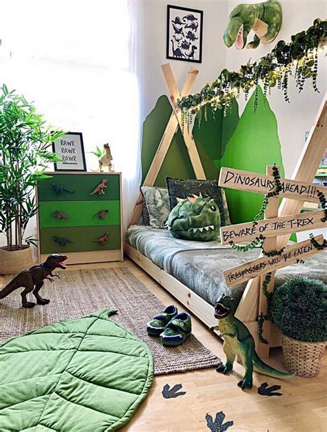 Mum Revamps Her Dinosaur Crazy Sons Bedroom Into A Real Life Jurassic Park With Budget Buys