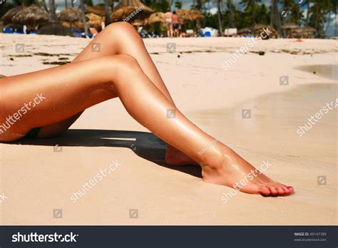 Womens Sexy Legs On Beach Stock Photo 49147789 Shutterstock