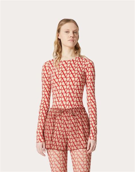 toile iconographe jersey bodysuit for woman in beige red valentino hk