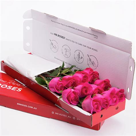Elegant 10 Bright Pink Roses With T Box Bunnings Australia