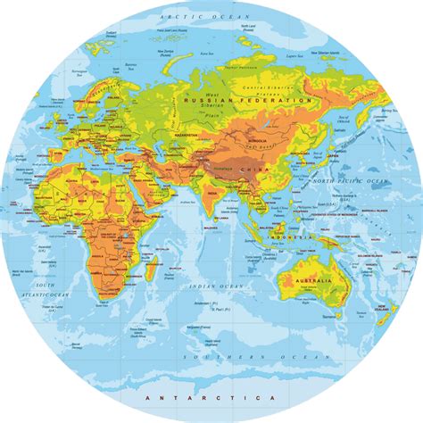 Round World Map Image Tourist Map Of English