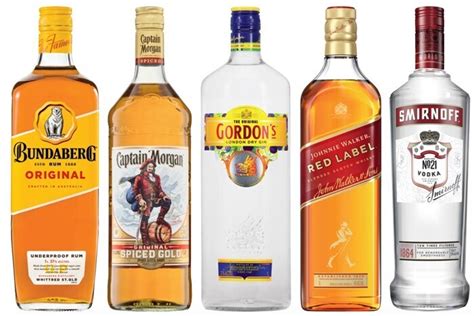 Bundaberg Rum Up Captain Morgan Spiced Gold Rum Gordons Dry Gin Johnnie Walker Red Label