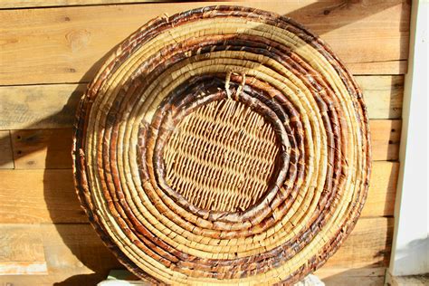 Extra Large Round Wicker Wall Basket Multi Colored 21 Etsy