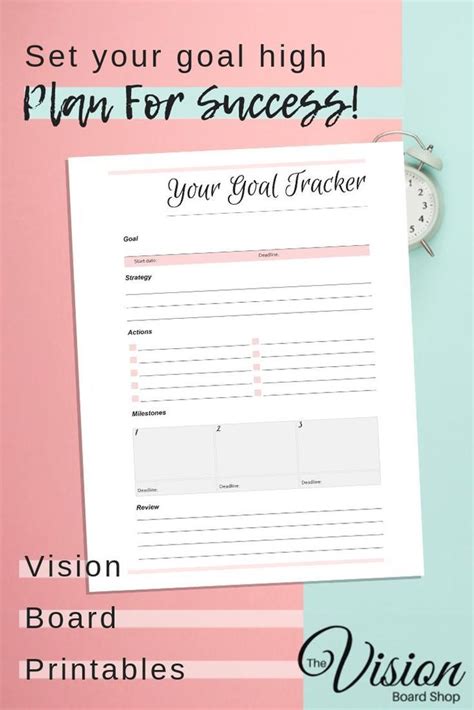 Your Goal Tracker Vision Board Printable Goal Setting Etsy Goals